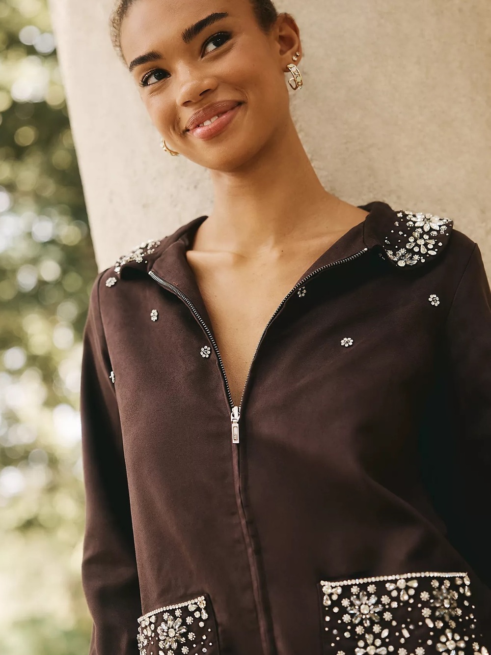 Anthropologie TAKE Faux-Suede Embellished Mini Dress - Picture 4 of 6